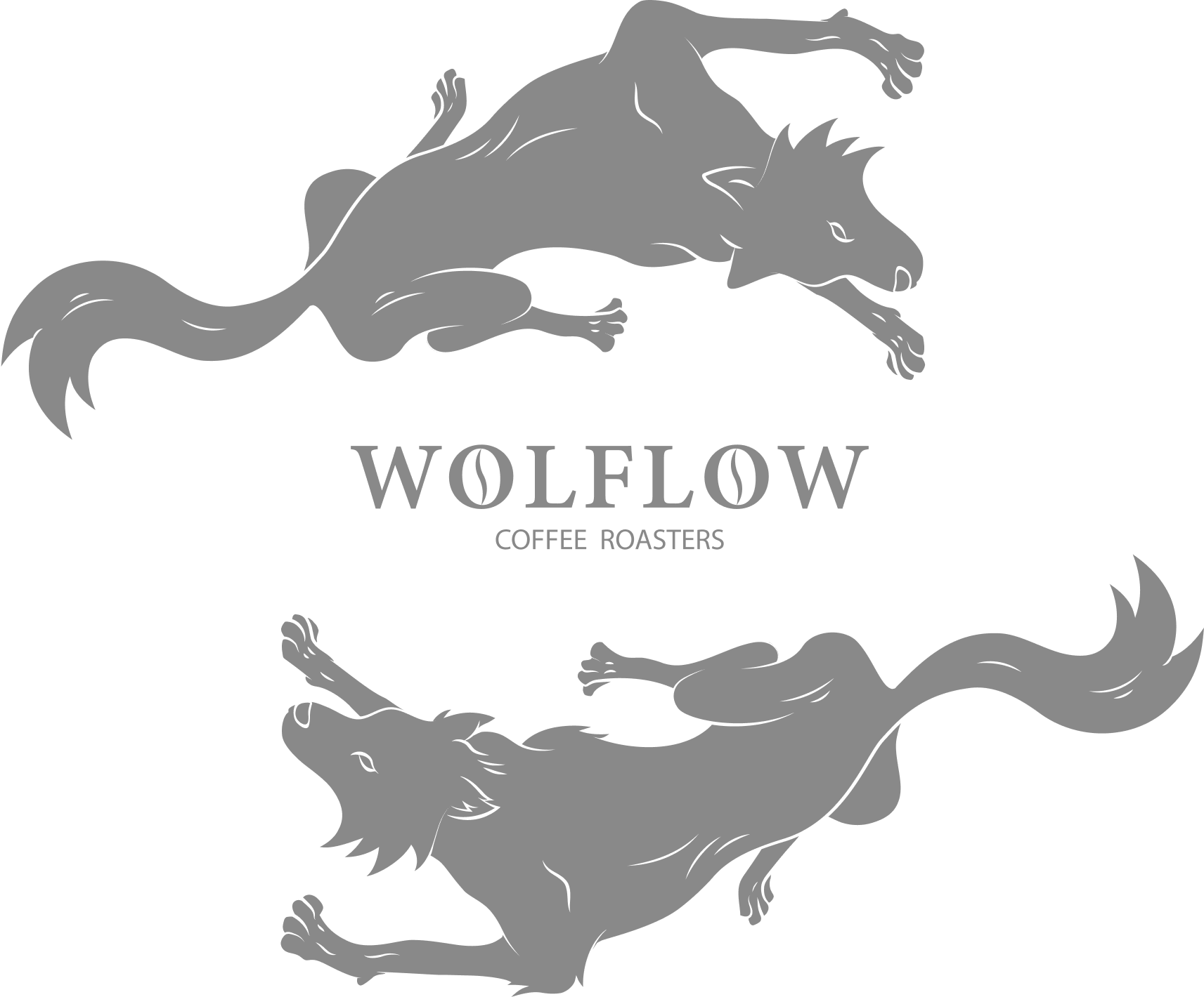 WOLFLOW品牌識別:狼彼此嗅聞的型態