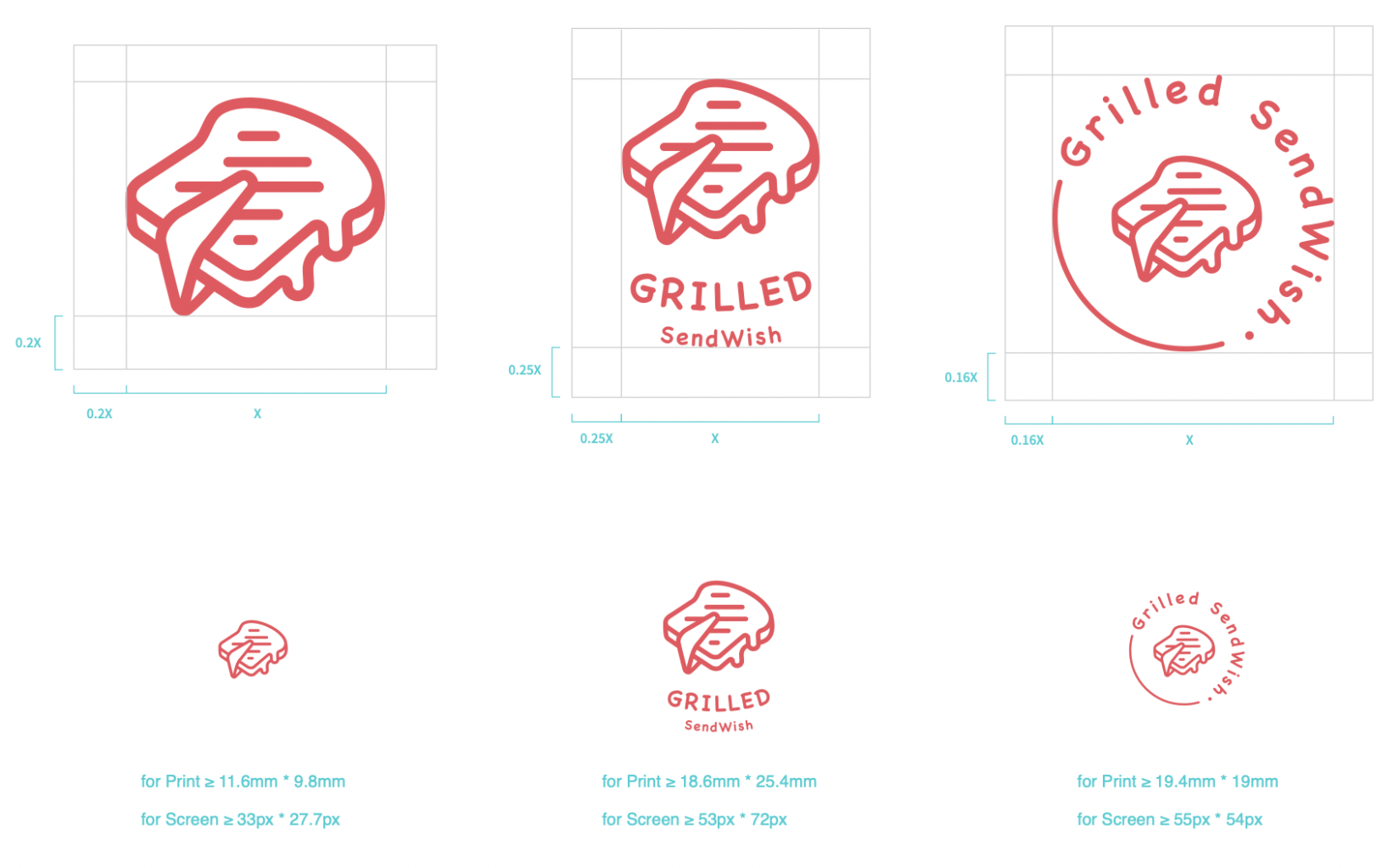 UNME Rebranding 品牌重塑設計作品-Grilled SendWish 品牌識別設計、識別組合